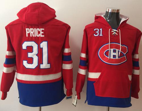 Canadiens #31 Carey Price Red Name & Number Pullover NHL Hoodie - Click Image to Close